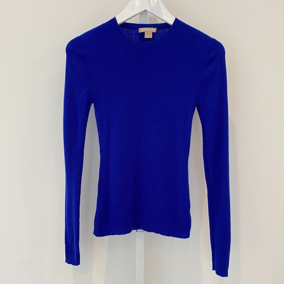 MICHAEL KORS BLUE CASHMERE SWEATER SIZE X-SMALL - Picture 5 of 16